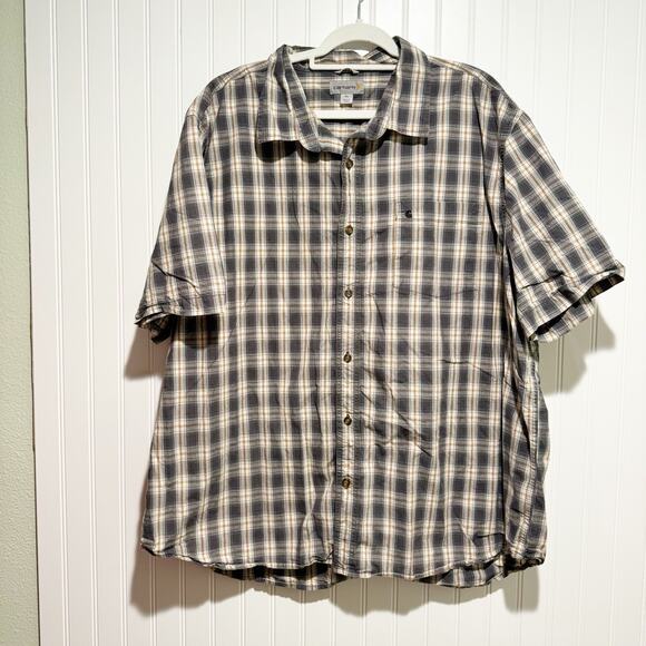 Carhartt Other - Carhartt Relaxed Fit Plaid Short Sleeve Button Up Gray Yellow Mens 3X